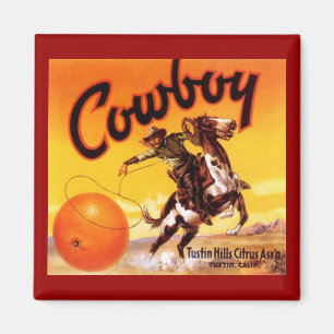 MAGNET VINTAGE TUSTIN CA COWBOY ROPY ORANGE ADV