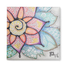 Magnet w/Original Art Flower