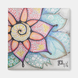Magnet w/Original Art Flower