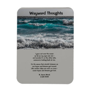 Magnet: "Wayward Thoughts"-dikt med havsfoto Magnet