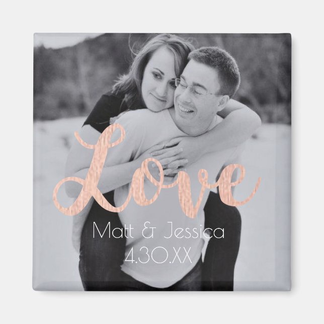 Magnet Wedding Favor- Photo with Rose Gold (Framsidan)