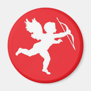 Magnet White Cupid på Red
