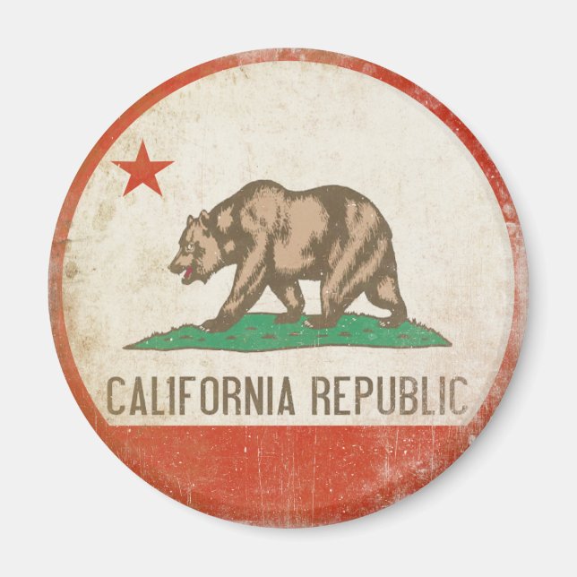 Magnet with Distress California Republic Flagga (Framsidan)