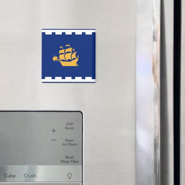 Magnet with Flag of Quebec City, Canada (In Situ (Fridge))