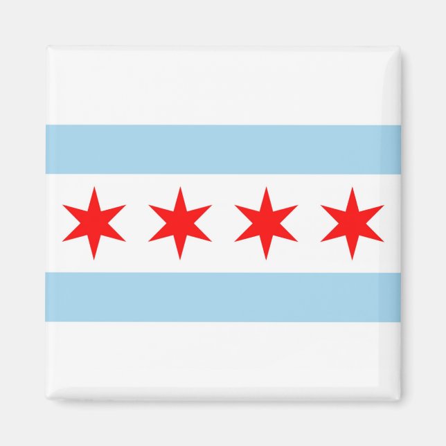 Magnet with Flagga of Chicago, Illinois State - US (Framsidan)