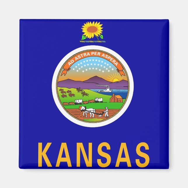 Magnet with Flagga of Kansas State - USA (Framsidan)