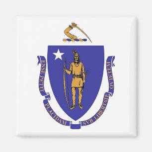 Magnet with Flagga of Massachusetts State - USA