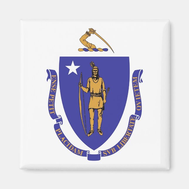 Magnet with Flagga of Massachusetts State - USA (Framsidan)