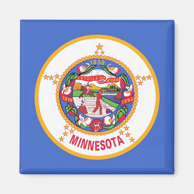 Magnet with Flagga of Minnesota State - USA (Framsidan)