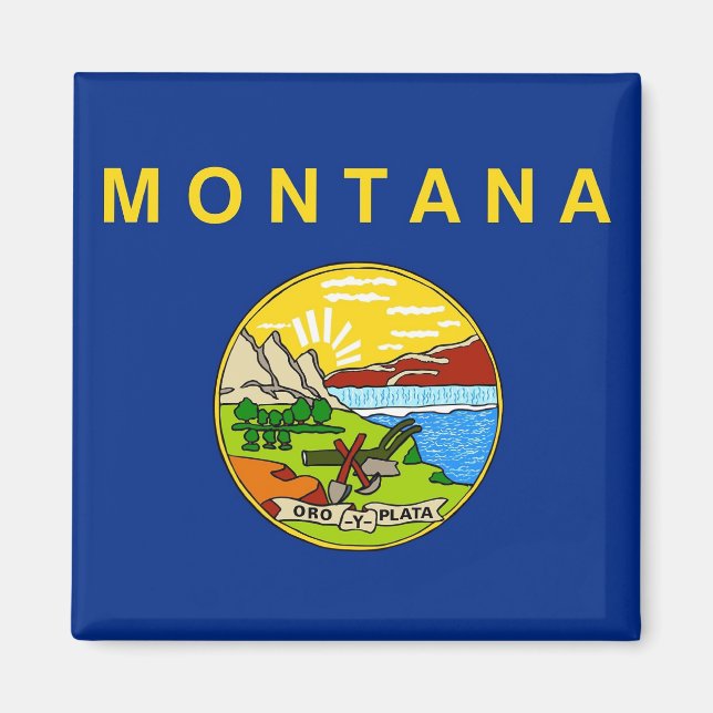 Magnet with Flagga of Montana State - USA (Framsidan)