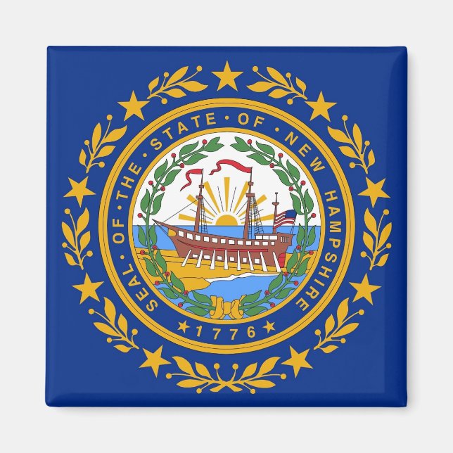 Magnet with Flagga of New Hampshire State - USA (Framsidan)