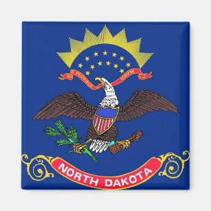 Magnet with Flagga of North Dakota State - USA