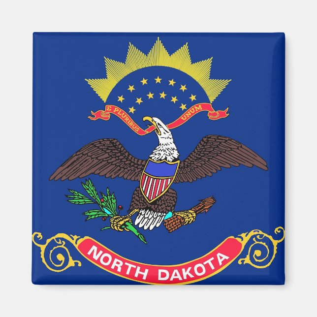 Magnet with Flagga of North Dakota State - USA (Framsidan)