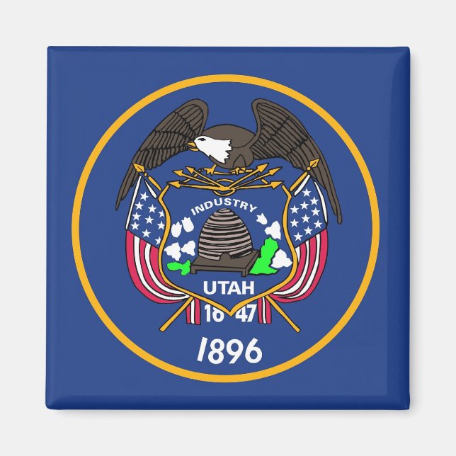 Magnet with Flagga of Utah State - USA (Framsidan)