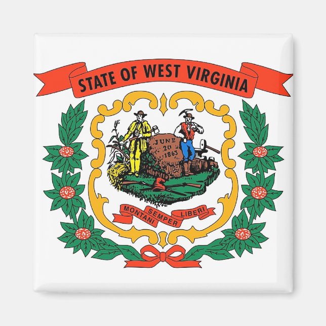 Magnet with Flagga of Väster Virginia State - USA (Framsidan)
