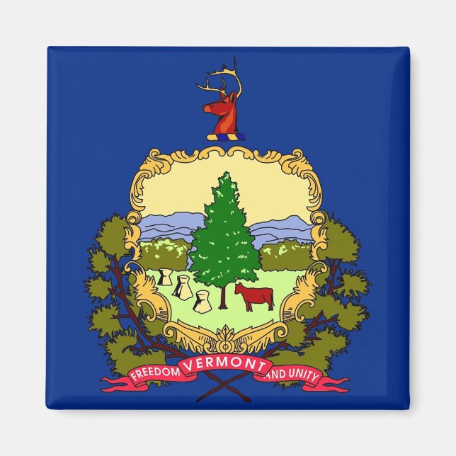 Magnet with Flagga of Vermont State - USA (Framsidan)