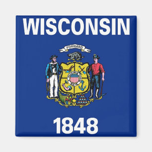 Magnet with Flagga of Wisconsin State - USA