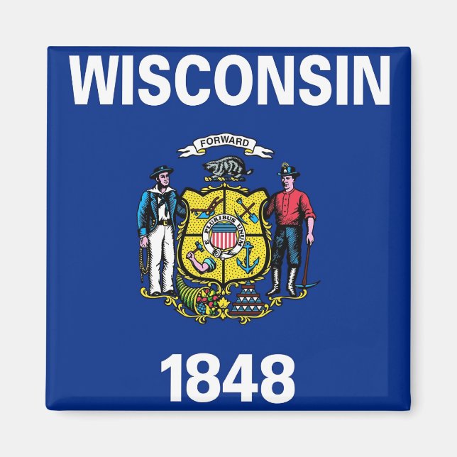 Magnet with Flagga of Wisconsin State - USA (Framsidan)