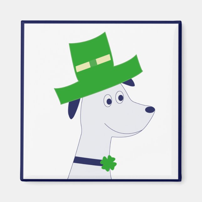 Magnet with St. Patrick's Day dog and clover (Framsidan)