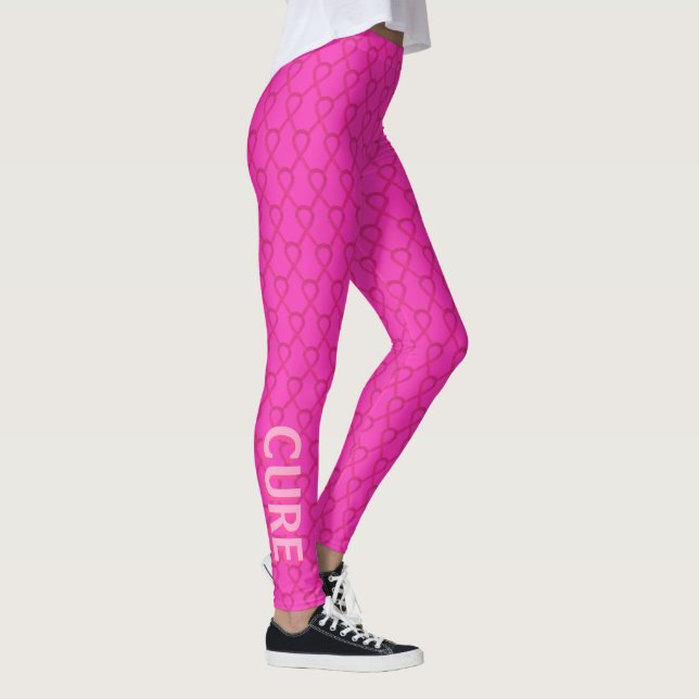 Magneta Rosa Awareness Ribbon Ord Leggings (Höger)