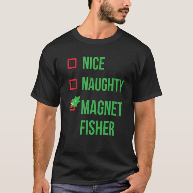 Magnetfiskare Rolig Pyjamas Jul T Shirt (Framsida)