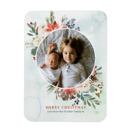 Magnetfotokort för julfotboll, Blommigt Magnet