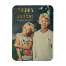 Magnetfotokort för Merry och Bright Guld