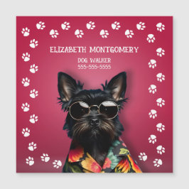 MAGNETIC Dog Walker Paw Skriv ut stort kort i Grän