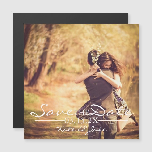 Magnetic Inbjudan - Photo Save Date Magnetisk Inbjudningskort (Fram/baksida)