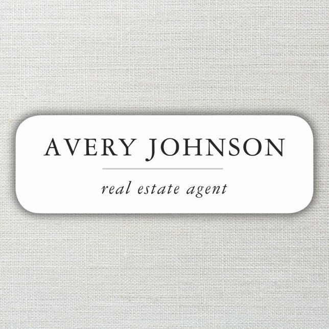 Magnetic Real Gods Agent utan Logotyp Anställd Namnbricka (Magnetic Real Estate Agent No Logo Employee Name Tag)