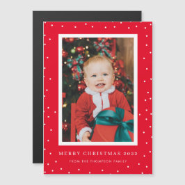 Magnetic Red Polka Dot Photo jul Card