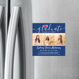 Magnetic Red White & Blue Studenten annons Magnetisk Inbjudningskort