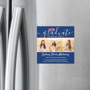 Magnetic Red White & Blue Studenten annons Magnetisk Inbjudningskort