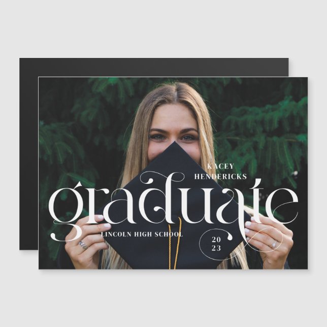 Magnetic Swirl Serif Photo Studenten-meddelande (Fram/baksida)