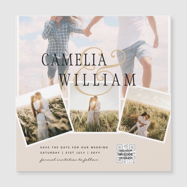 MAGNETICChampagne  PHOTO Spara datum QRcode (Framsida)