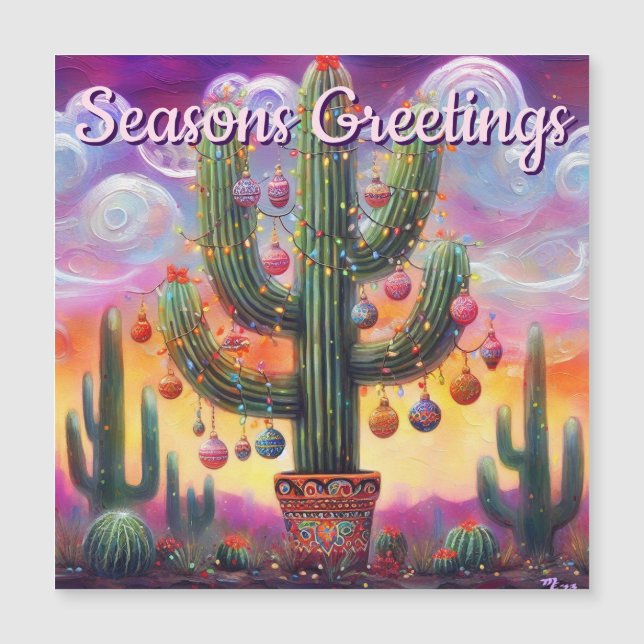 Magnetikkort för julökaro Cactus Saguaro (Framsida)