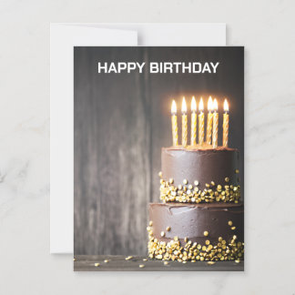 🎂 Magnetisk Glad födelsedag - 3-nivå tårta och lj Inbjudningskort