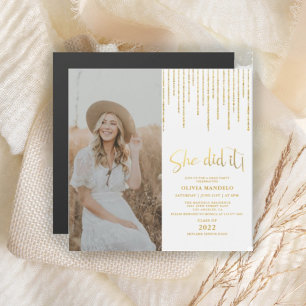 Magnetisk inbjudan till fotofoto i Guld Glitter Gr