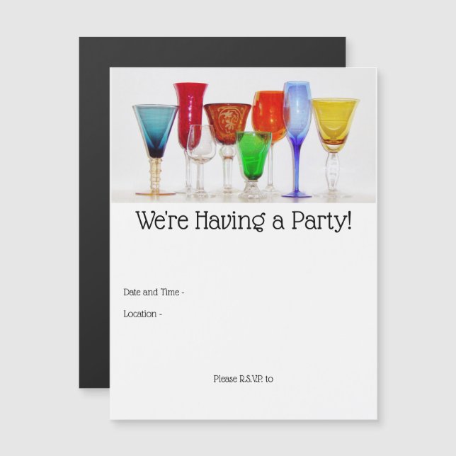 Magnetisk inbjudan till glasögon i vin magnetisk inbjudningskort (Fram/baksida)