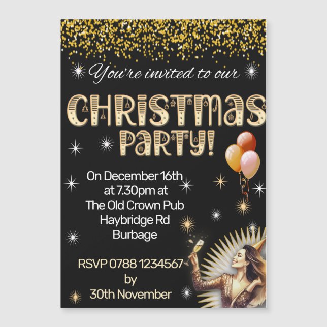 Magnetisk julparsinbjudan inbjudningskort (Framsida)