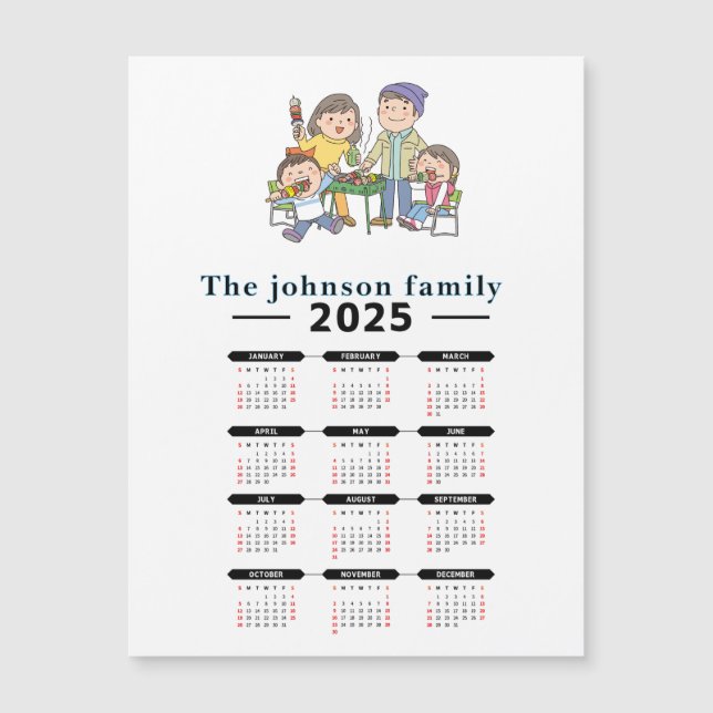 Magnetisk kalender för personligens familj 2025 (Framsida)