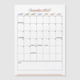 Magnetisk kalender i december 2025