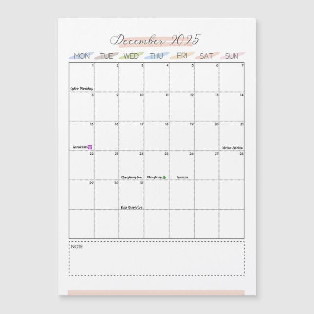 Magnetisk kalender i december 2025 (Framsida)