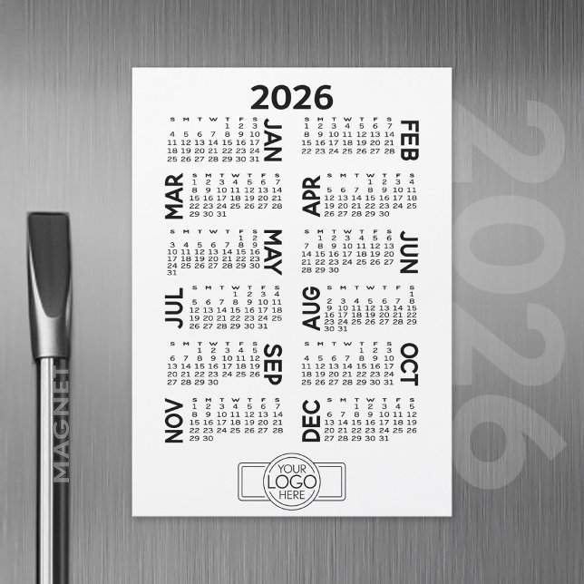 Magnetisk kalender med Magnetiskt kort för Busines (2026 Calendar with A Logo and Magnetic Back)