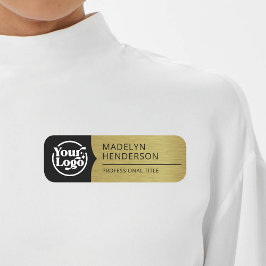 Magnetisk Logotyp för svart metall i Guld Namnbricka