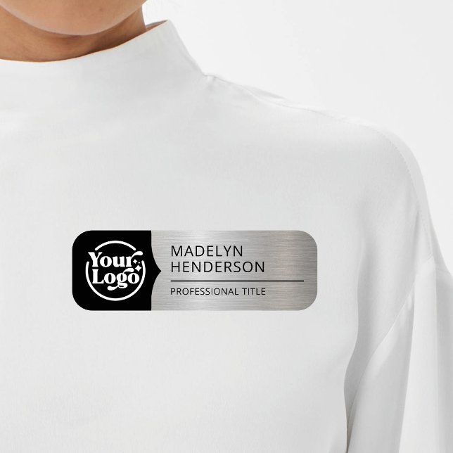 Magnetisk Logotyp för svart metall i Silver Namnbricka (Skapare uppladdad)