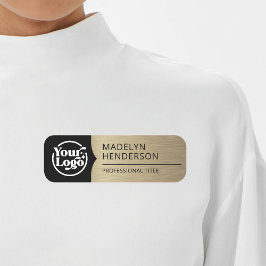 Magnetisk Logotyp för svart metallisk äldre Guld Namnbricka