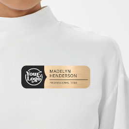 Magnetisk Logotyp för svart metallljus i Guld Namnbricka