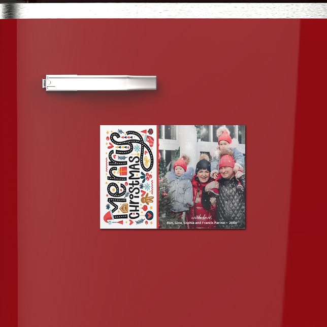 Magnetiska fotokort för god jul-typografi (Skapare uppladdad)