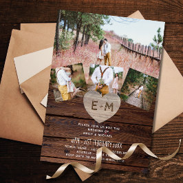 Magnetiskt bröllop Bjud Rustic Photo Collage Barn Magnetisk Inbjudningskort